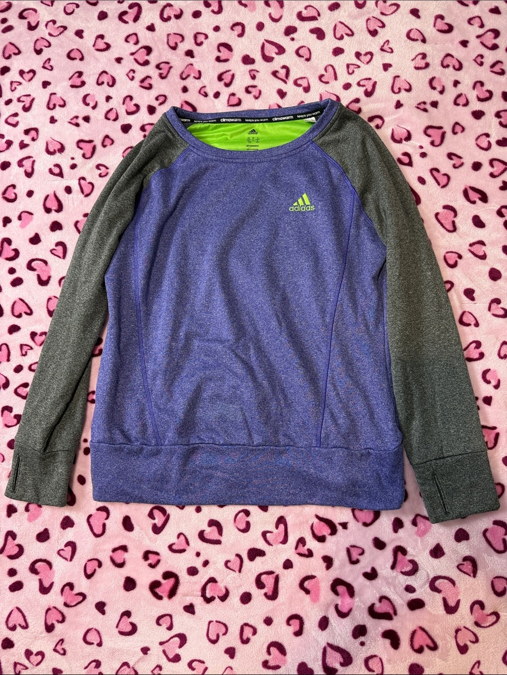 adidas purple and grey sweatshirt